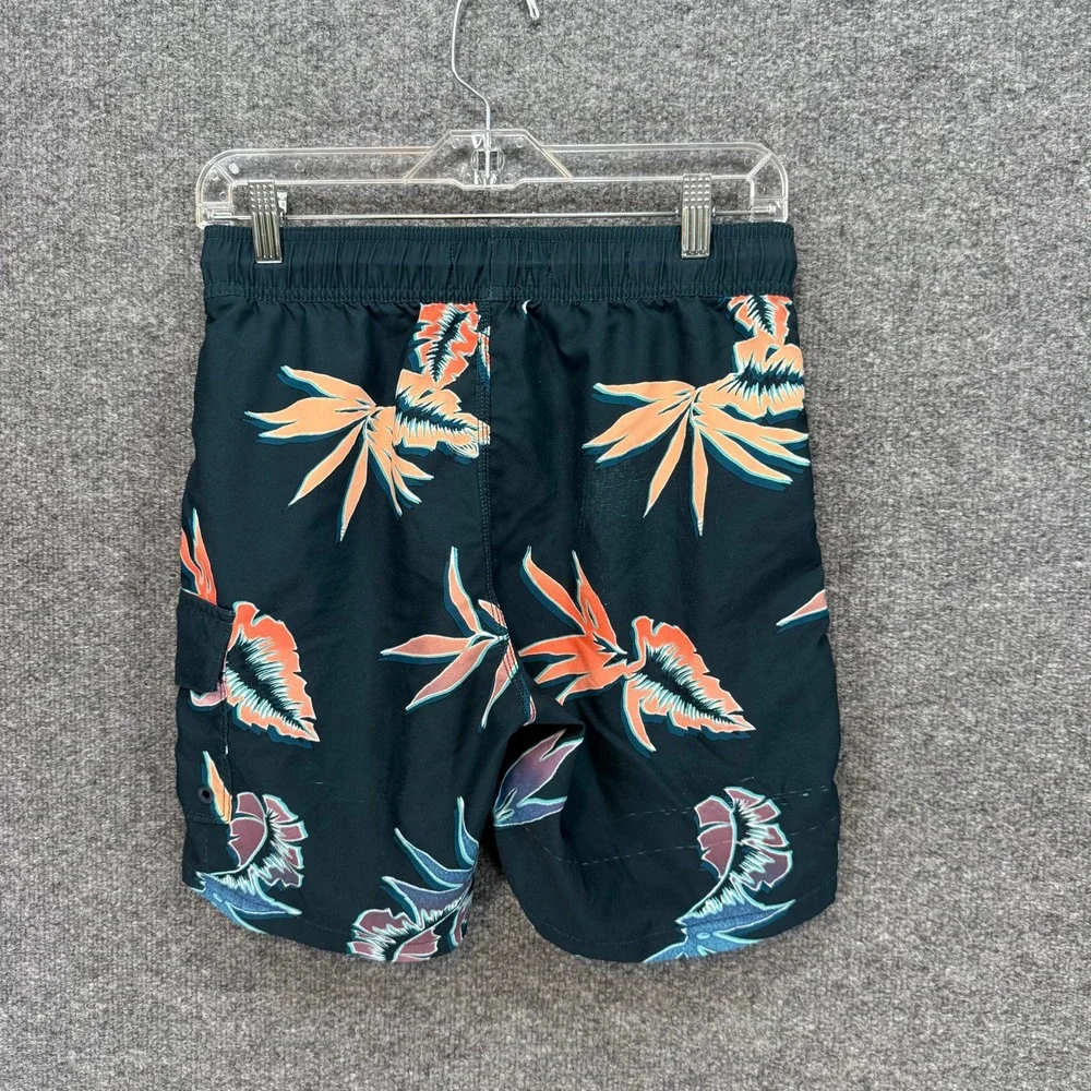 Billabong Board Shorts Men XS Teal Floral Bottle Opener Recycler Layback Trunks‎